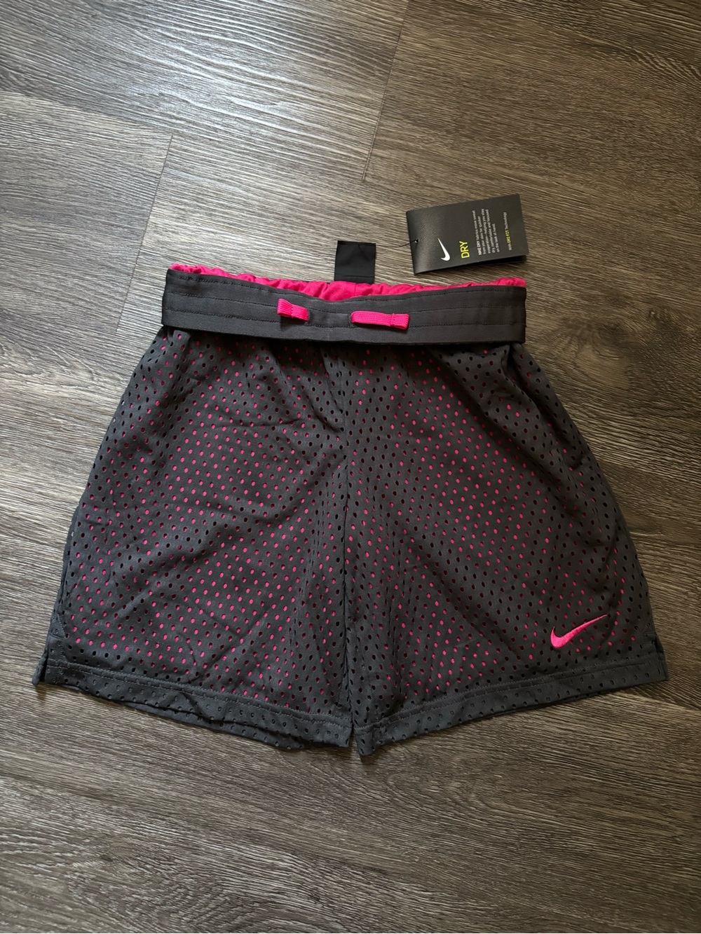 Nike Black & Hot Pink Mesh Athletic Shorts